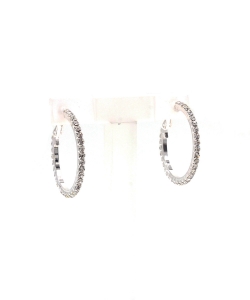 Rhinestone Hoop Earrings Xsmall EH910135 Silver
